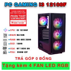 BỘ PC HNAM CORE I3 12100F / VGA 1030 2G / DDR4 8GB 3200 / SSD 120GB / PSU 350W
