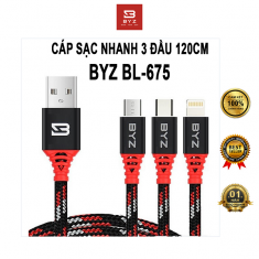 Cáp sạc nhanh 3 đầu BYZ BL-675 5A