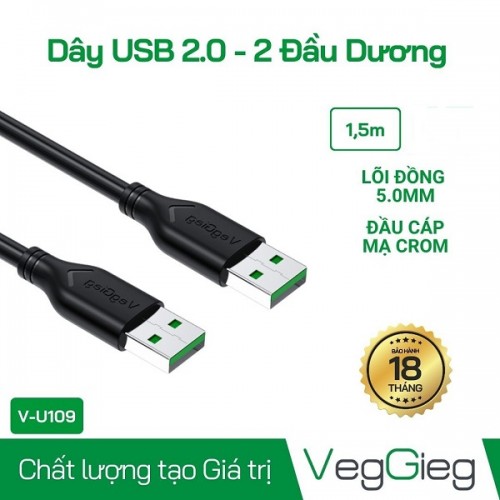 Dây USB 2.0 - 2 Đầu Dương - VegGieg V-U109