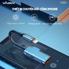 Jack chuyển đổi Vivan VAL01 jack chuyển đổi lighting sang jack 3.5mm và lighting