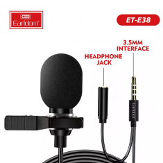 Mic Thu Âm Mini Cho Điện Thoại Chân 3.5mm kèm Jack Cắm Tai Nghe Earldom E38